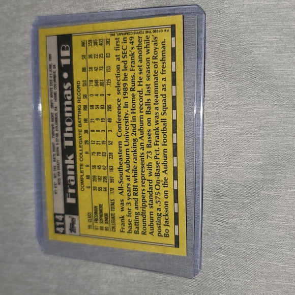 1990 Topps Frank Thomas Rookie Card - Picture 3 of 4